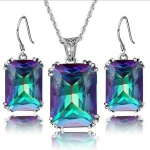 SOLD -Mystic Fire Rainbow Topaz Pendant & Earrings